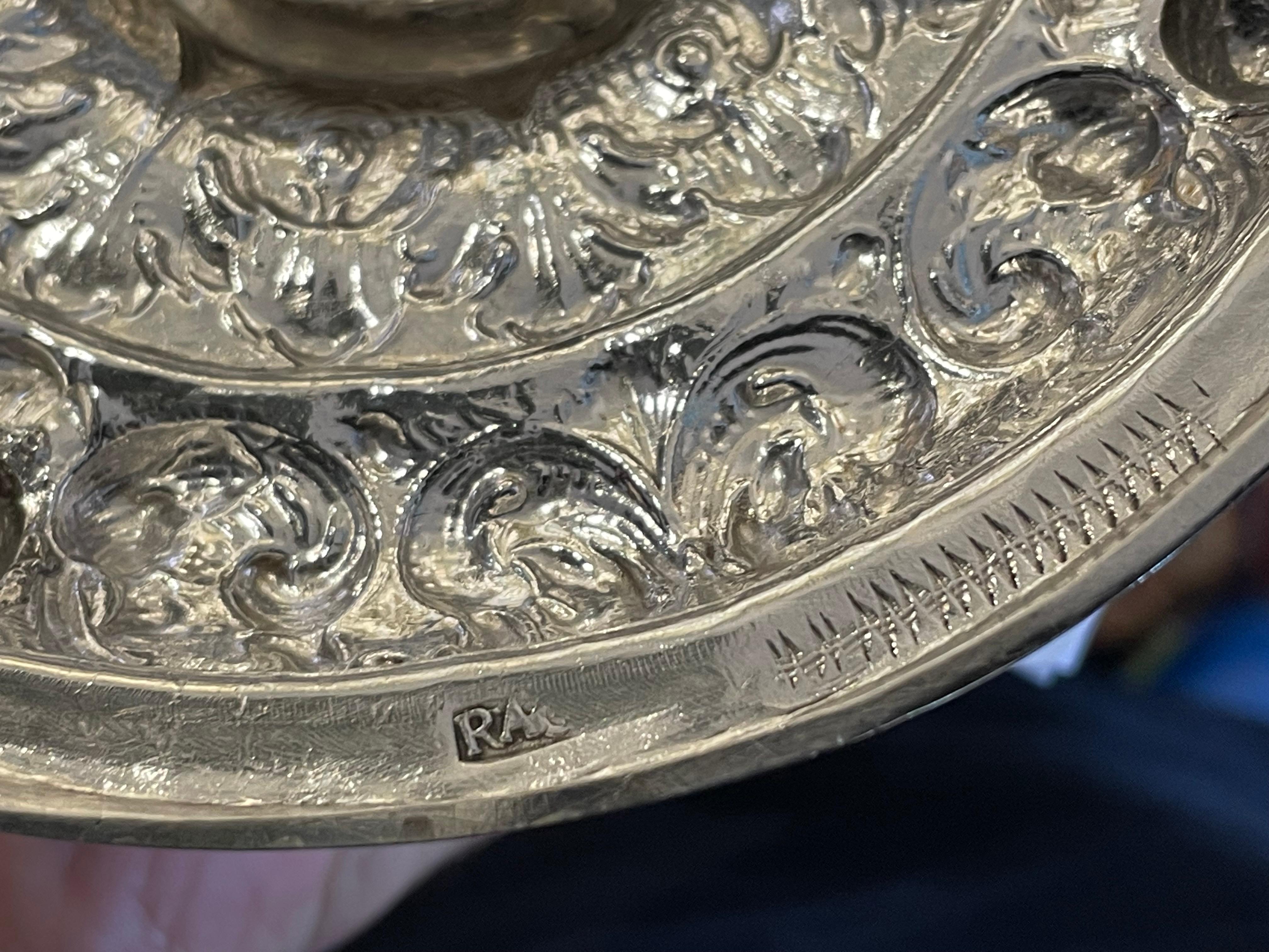 Silver Repousse Chalice And Patten For Sale 6