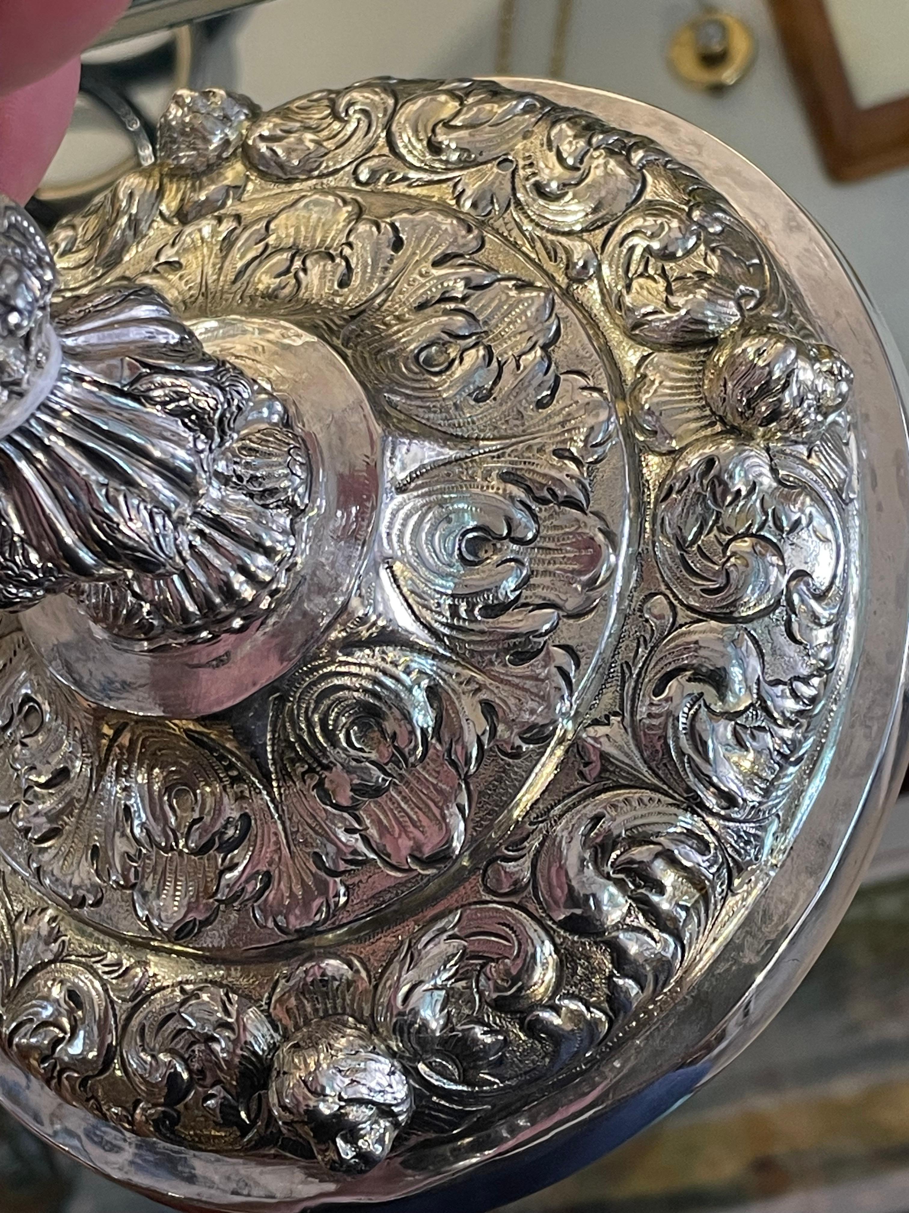 Silver Repousse Chalice And Patten For Sale 9