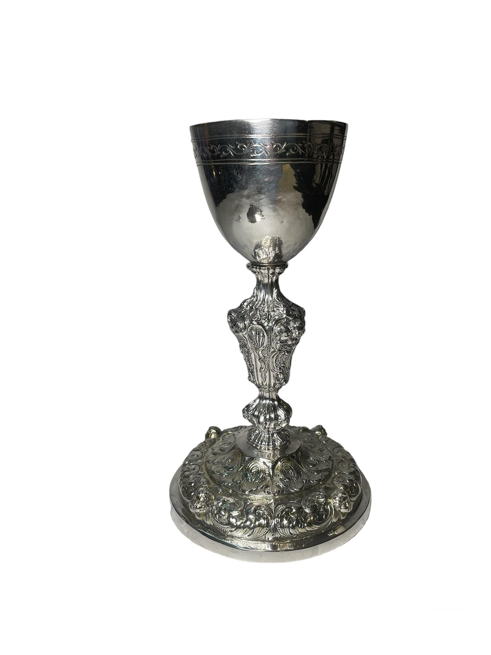 Unknown Silver Repousse Chalice And Patten For Sale