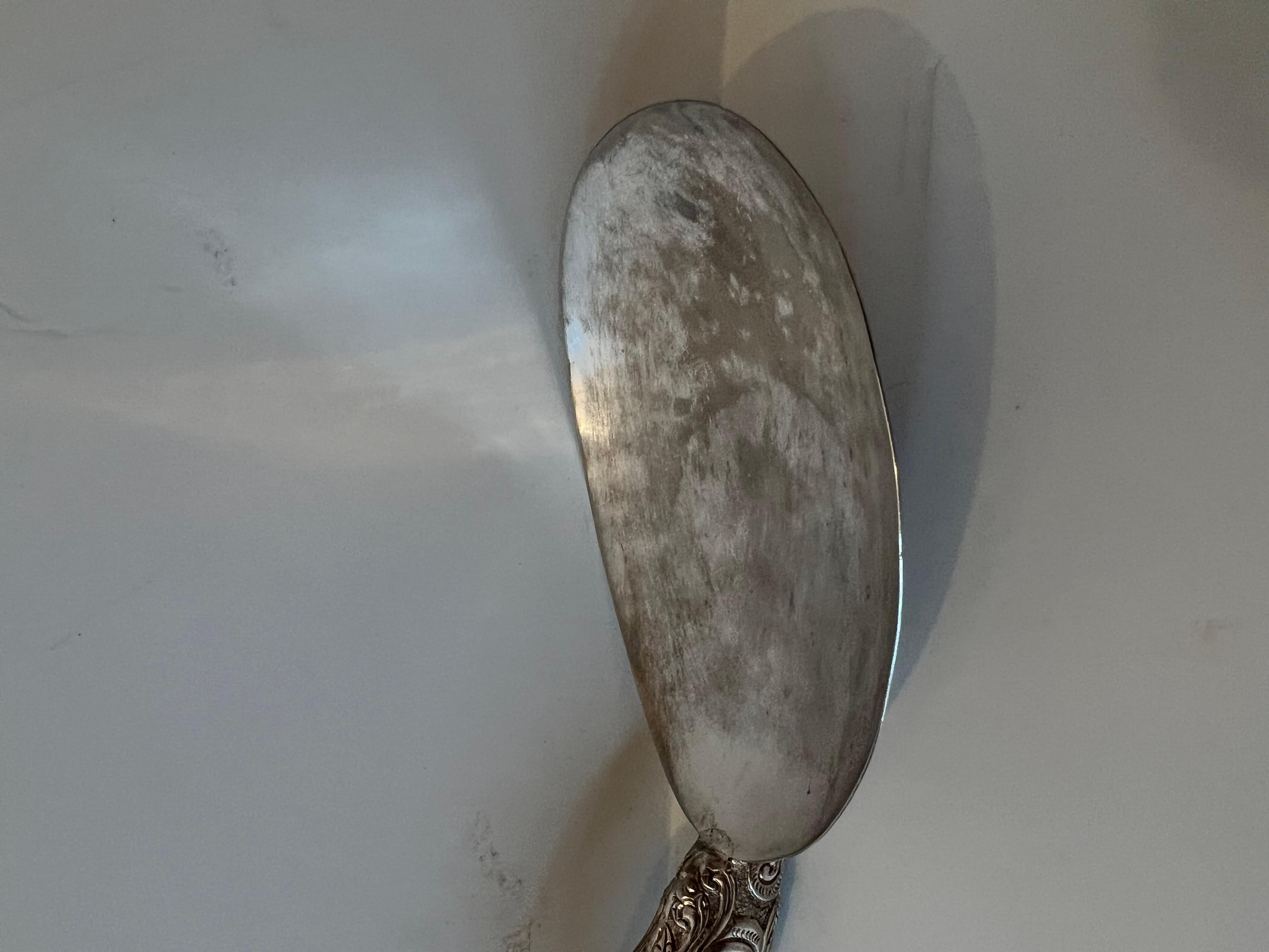 Silver Repoussé Serving Spoon with Peacock For Sale 5