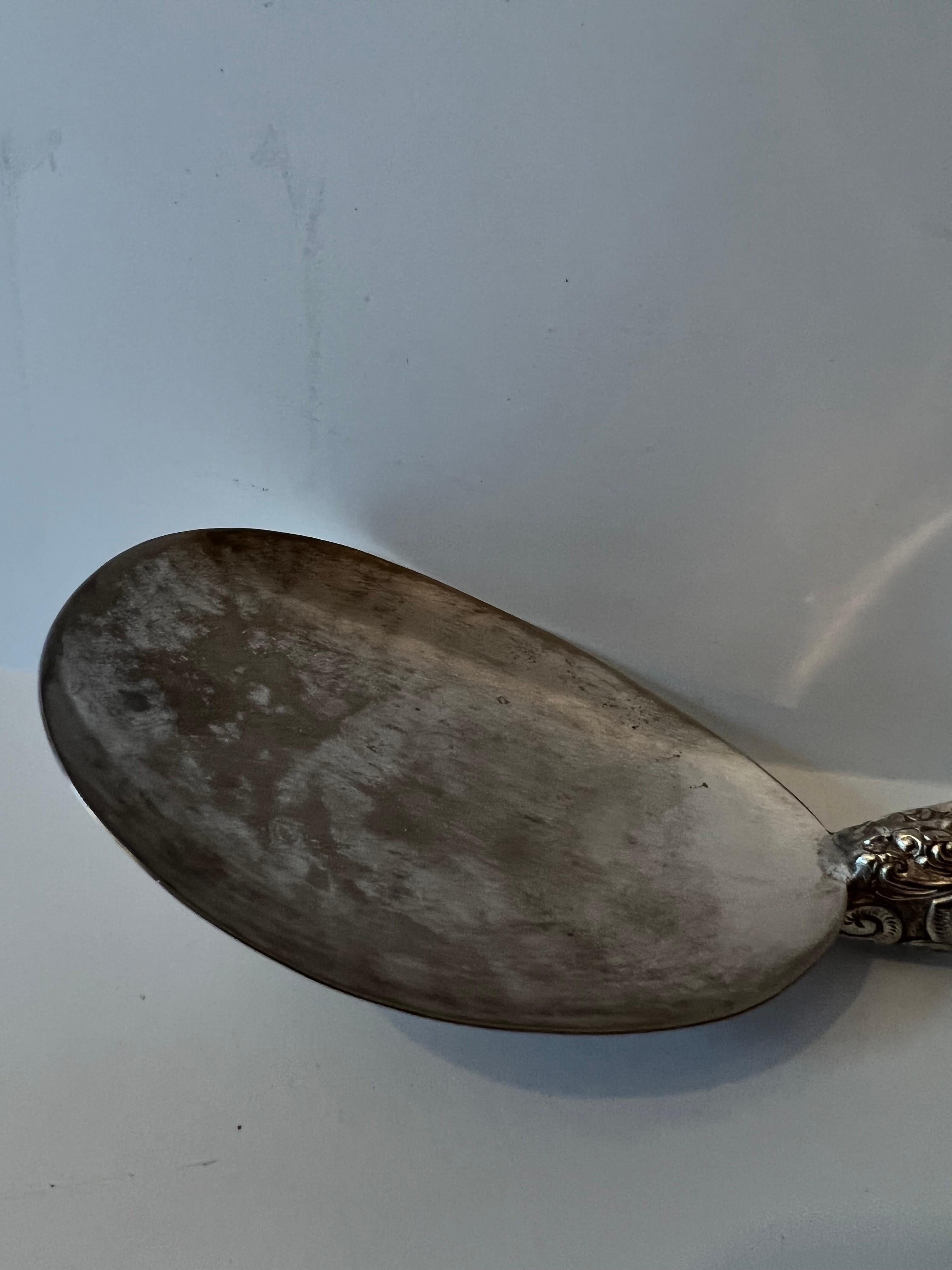 Silver Repoussé Serving Spoon with Peacock For Sale 9