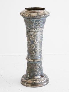 Silver Repoussé Umbrella Stand or Vase, British Hallmarked, 19th Century