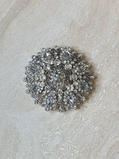 Vintage Silver Rhinestone Belt Buckle