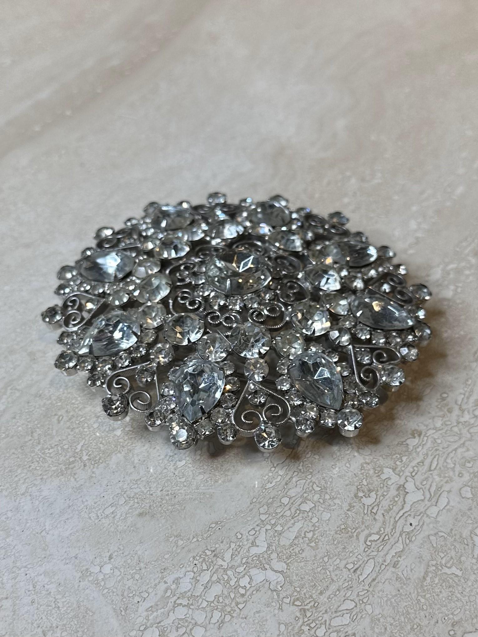 Vintage Silber Strass Gürtelschnalle (Regency) im Angebot