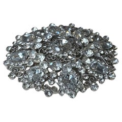 Vintage Silver Rhinestone Belt Buckle