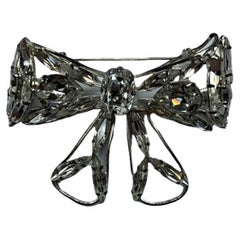 Silver Rhinestones Bow Brooch by Daniel Swarosvski