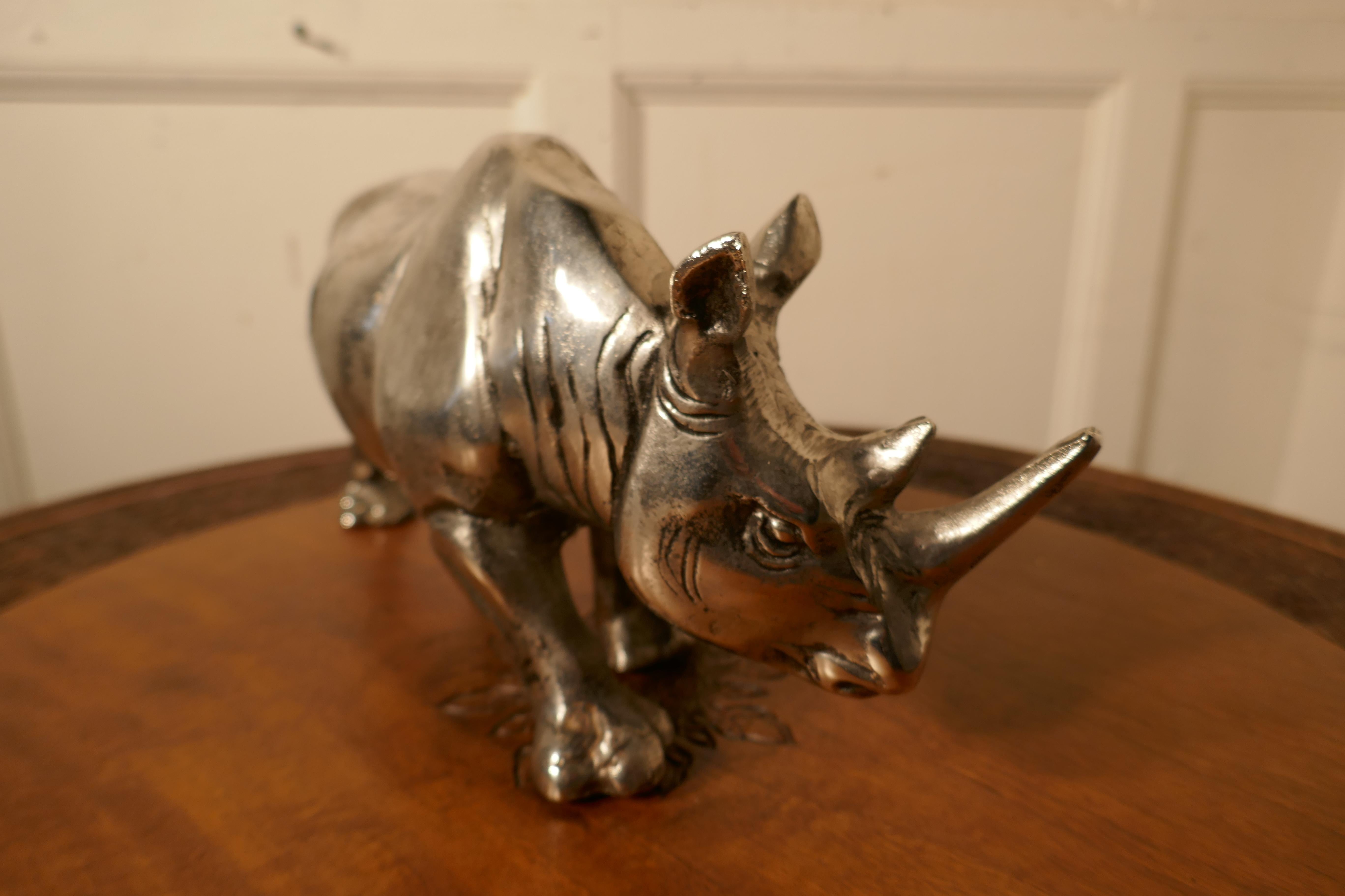 20th Century Silver Rhino Desk Ornament