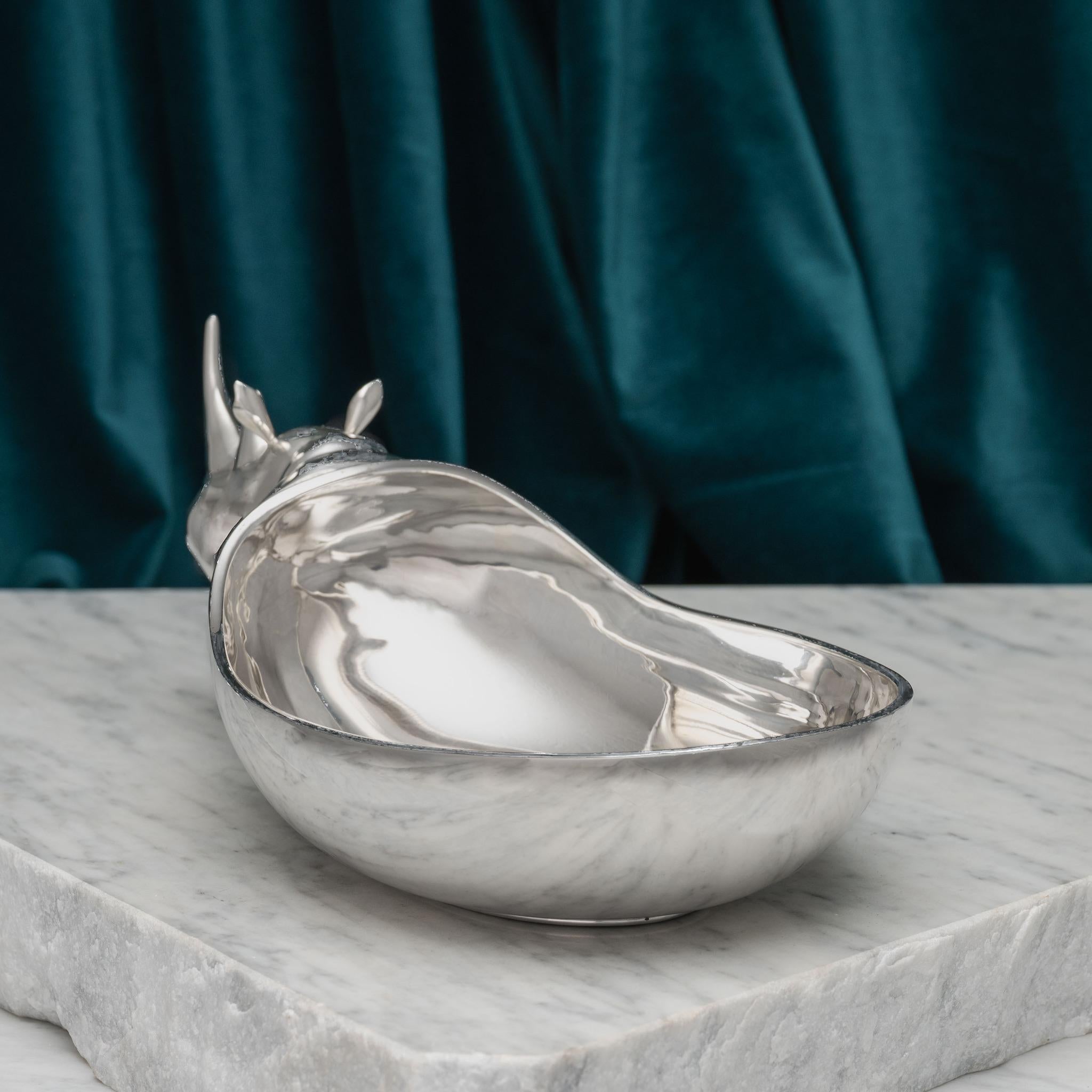 Late 20th Century Silver 'Rhinoceros' Bowl For Sale