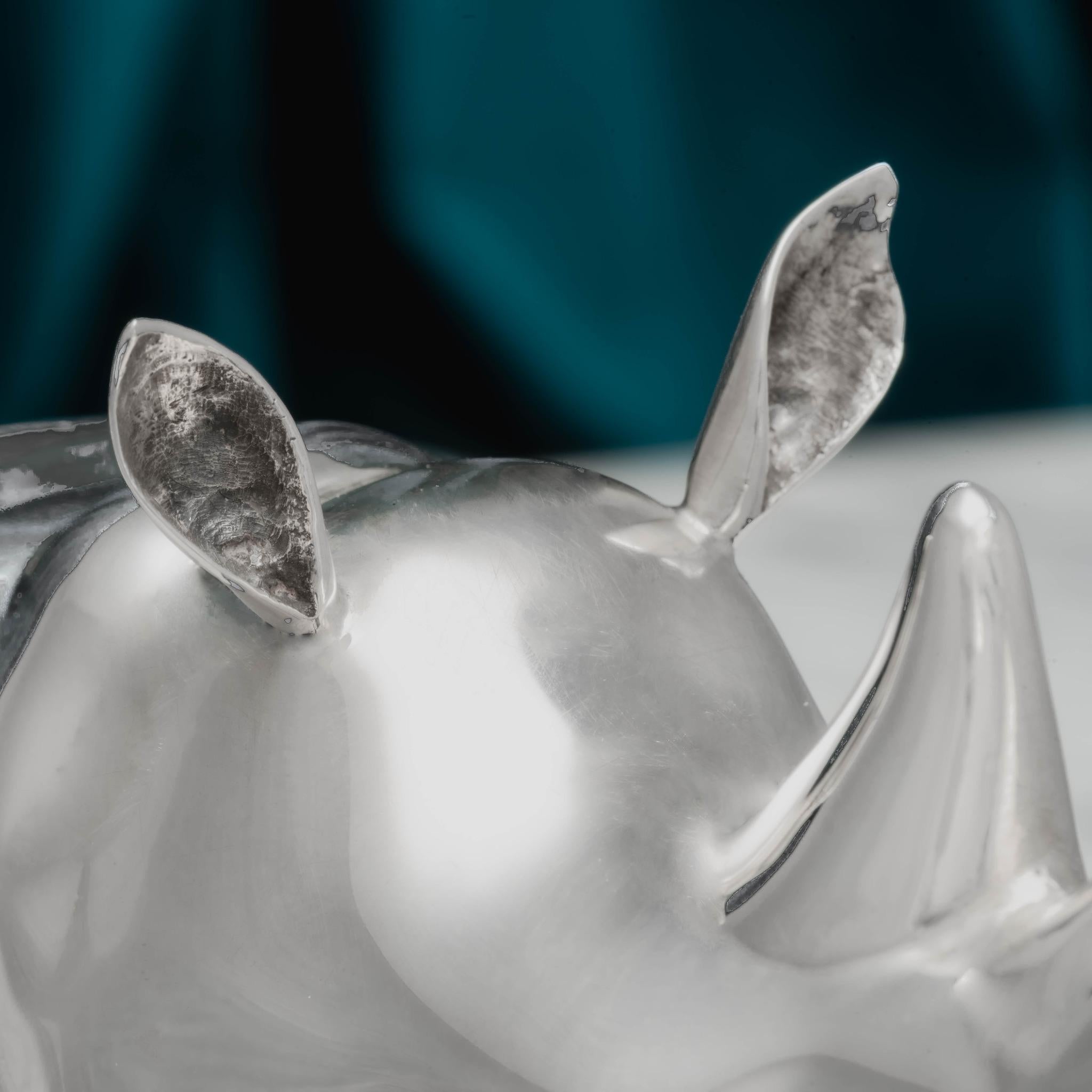 Silver 'Rhinoceros' Bowl For Sale 1