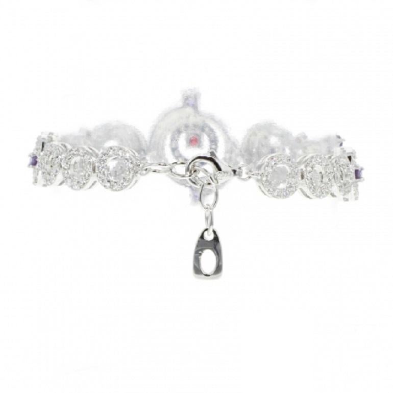 Silver Rhodium Plating Amethyst Garnet Chain Bracelet by Feri For Sale 2