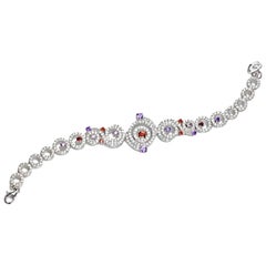 Silver Rhodium Plating Amethyst Garnet Chain Bracelet by Feri