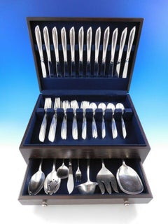 Silver Rhythm by International Sterling Silver Flatware Set 12 Service 56 Pieces
