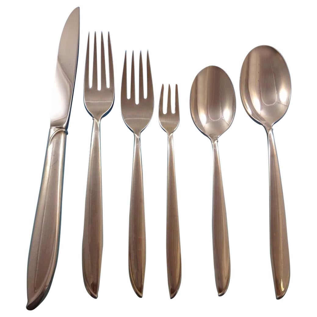 Silver Rhythm by International Sterling Silver Flatware Set 12 Service 79 Pieces For Sale