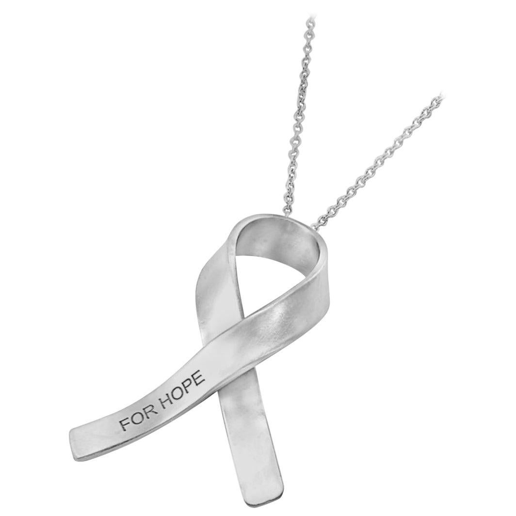 Silver Ribbon for Hope Made in Italy Necklace