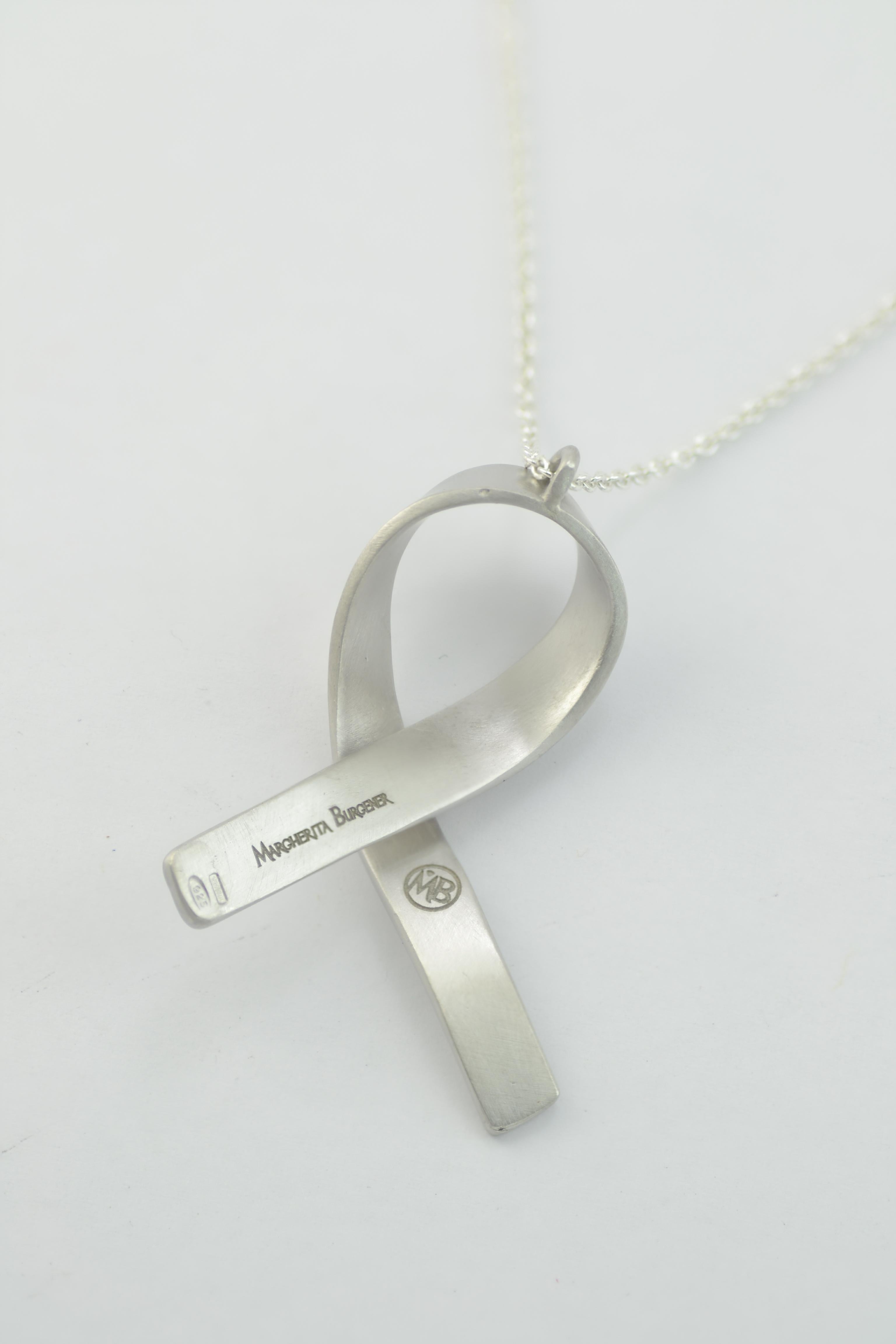 Silver Ribbon for Hope Made in Italy Necklace 1