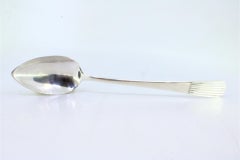 Cucchiaio da riso e da portata in argento con rilievi in stile canna sul manico