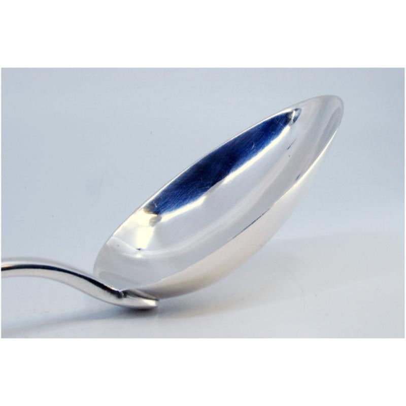 Silver rice and serving spoon with reliefs and a medallion on the handle en venta 1