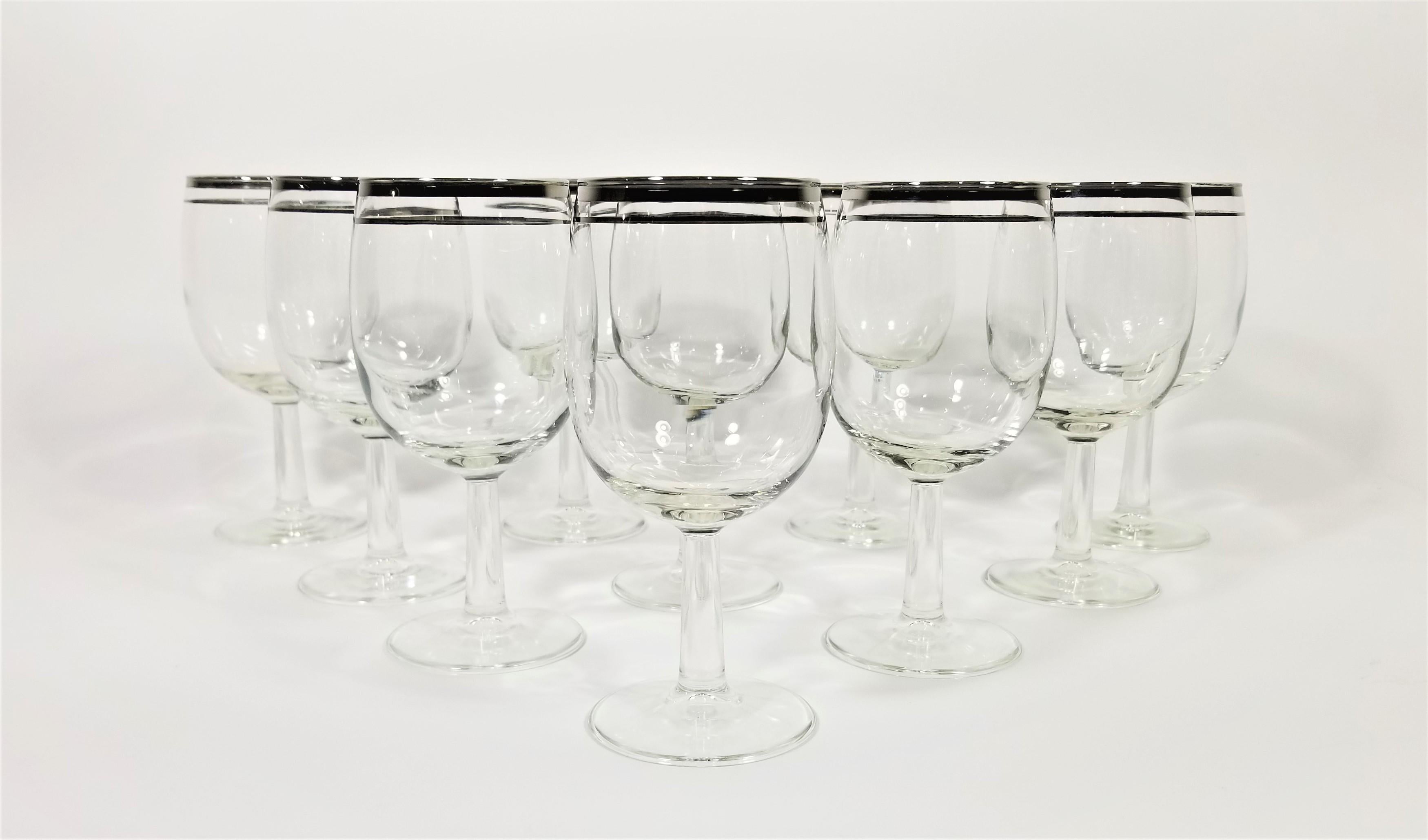 Silver Rimmed Stemware Wine Glasses Midcentury Set of 10 For Sale 2