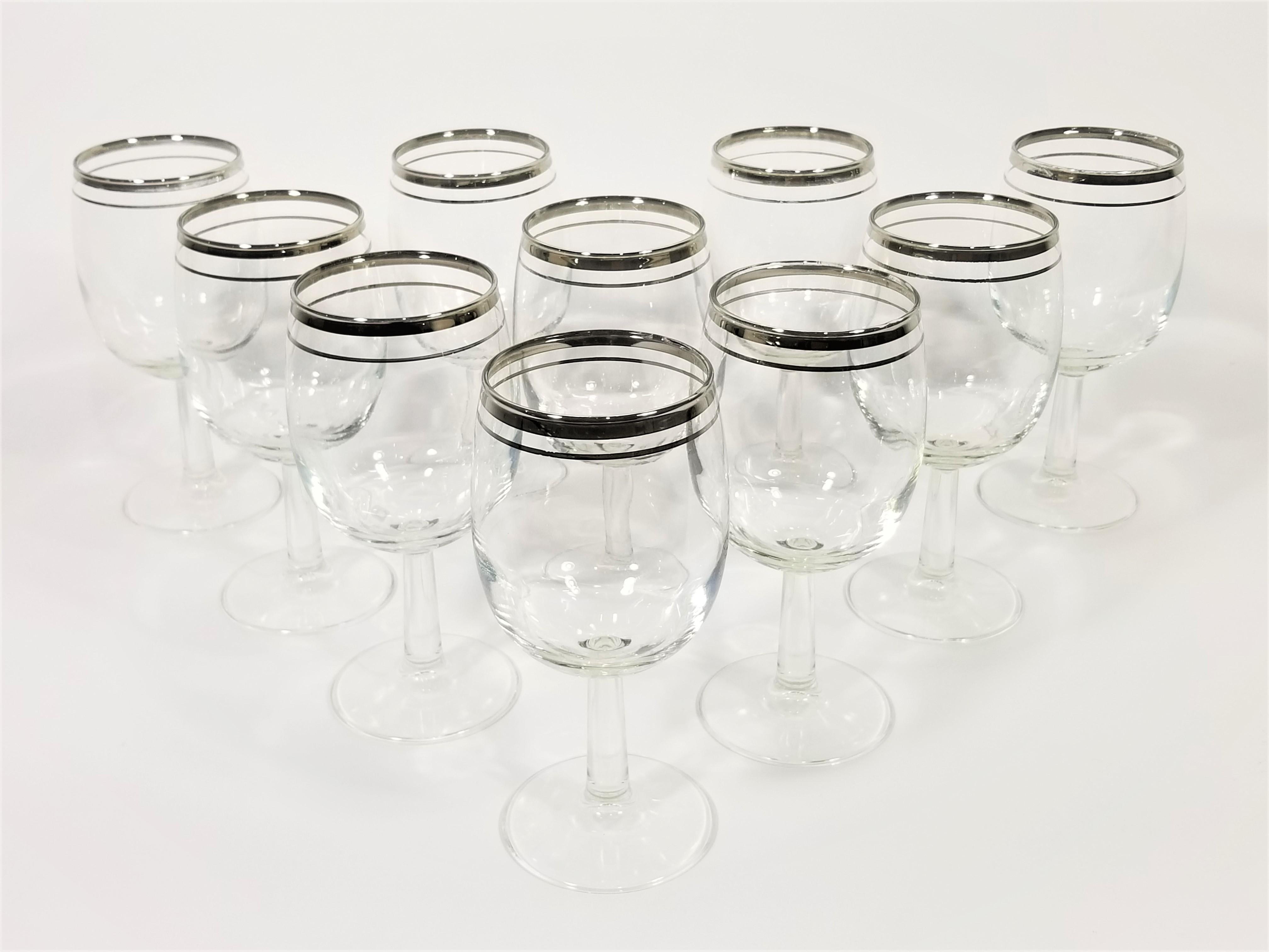 silver rimmed drinking glasses