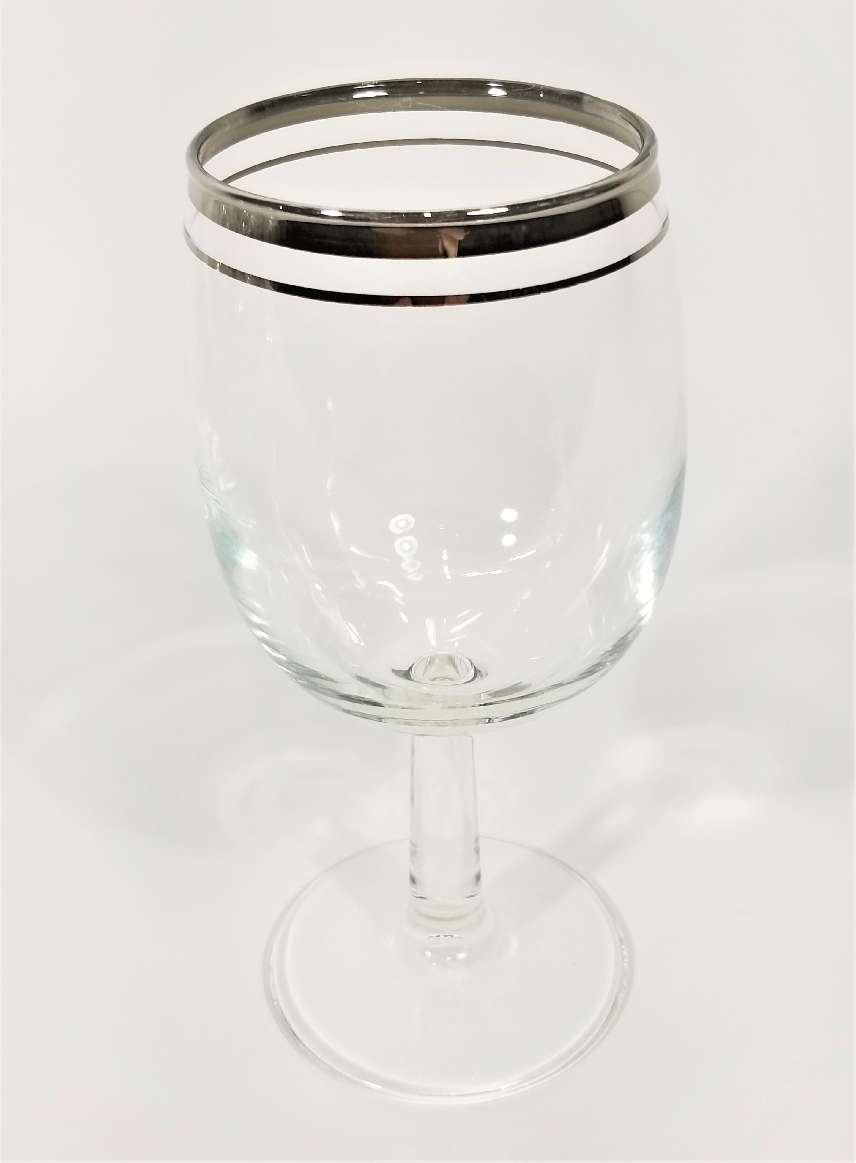 Silver Rimmed Stemware Wine Glasses Midcentury Set of 10 In Good Condition For Sale In New York, NY
