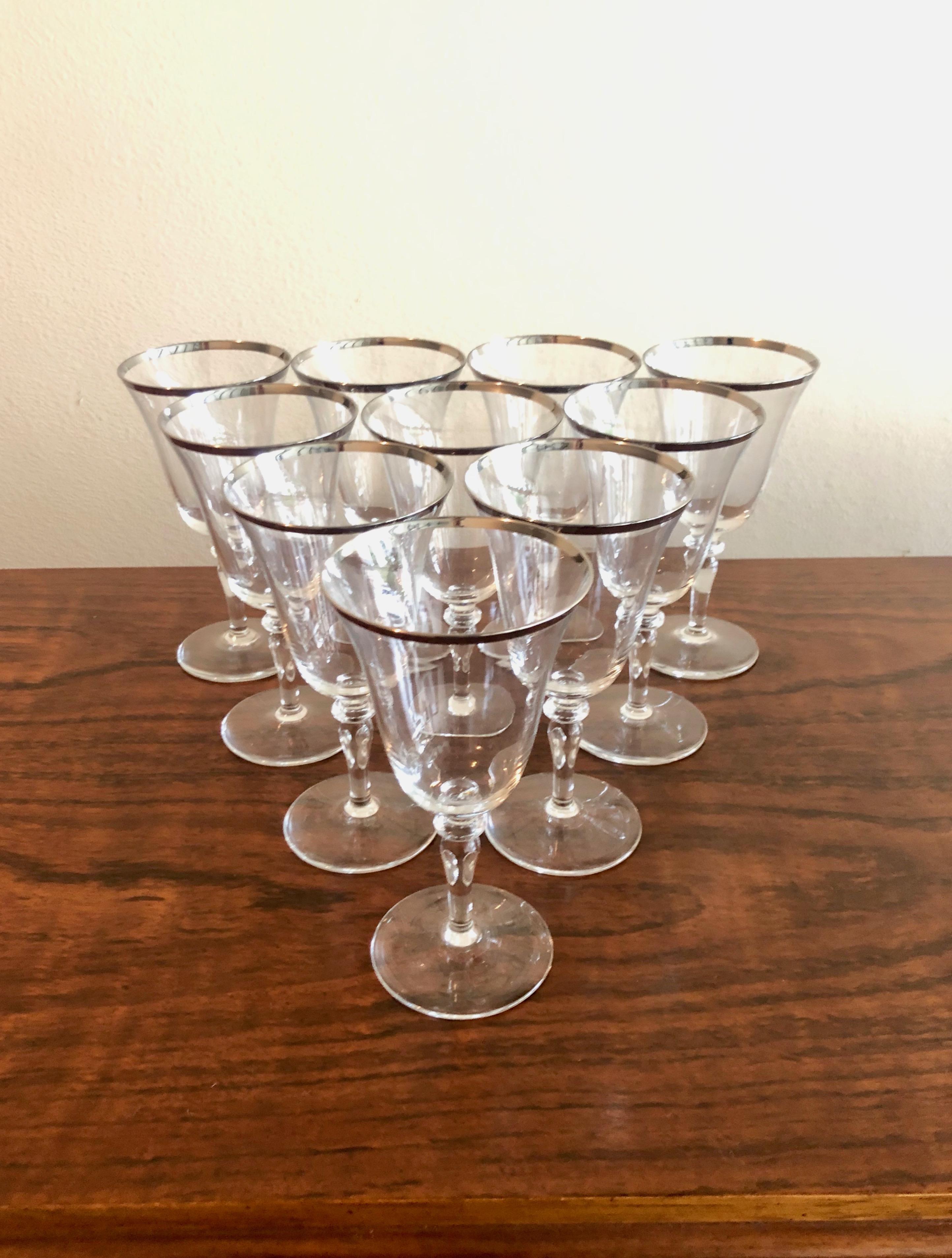 Silver Rimmed Wine Glasses, Set of 10 2