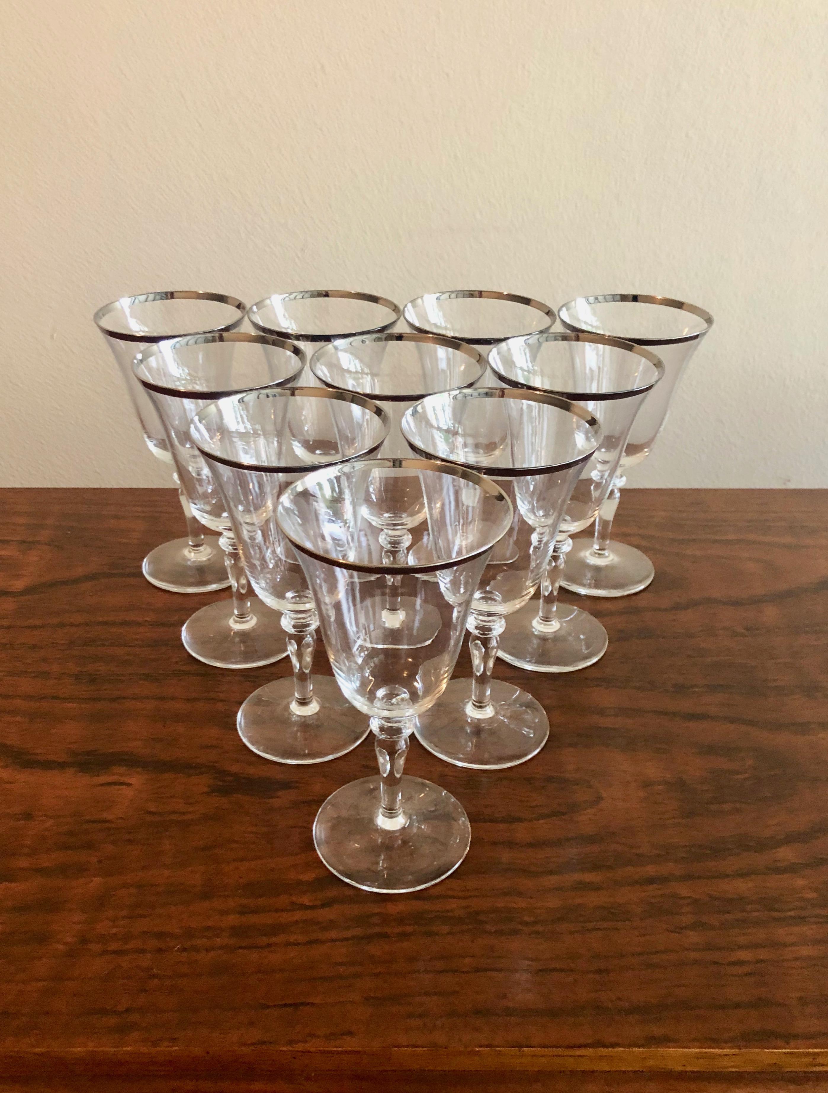 Silver Rimmed Wine Glasses, Set of 10 4