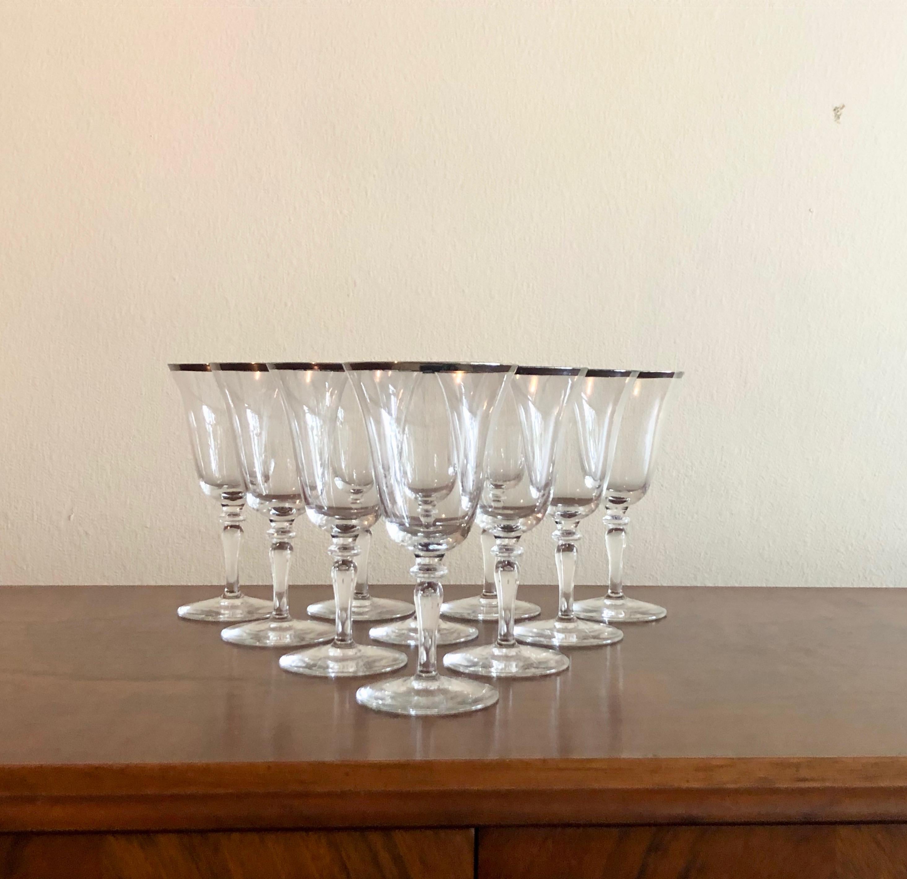 Silver Rimmed Wine Glasses, Set of 10 5