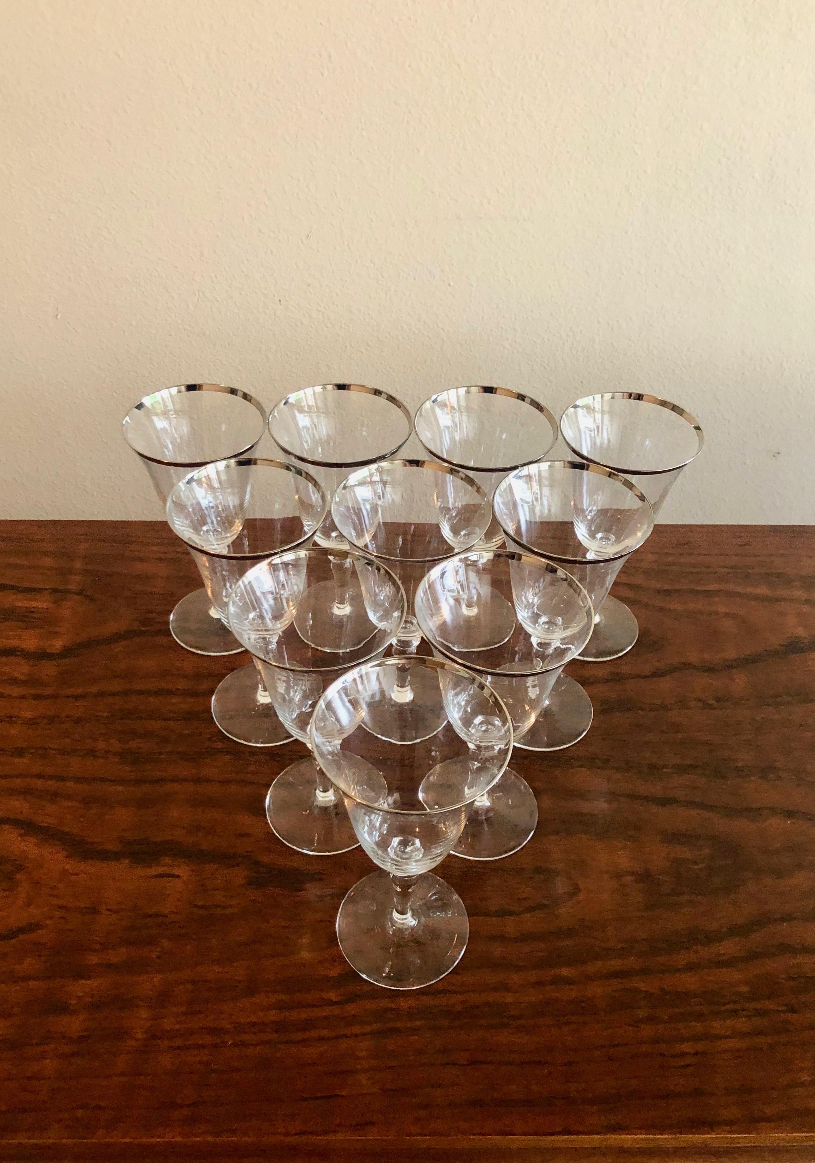 Silver Rimmed Wine Glasses, Set of 10 6