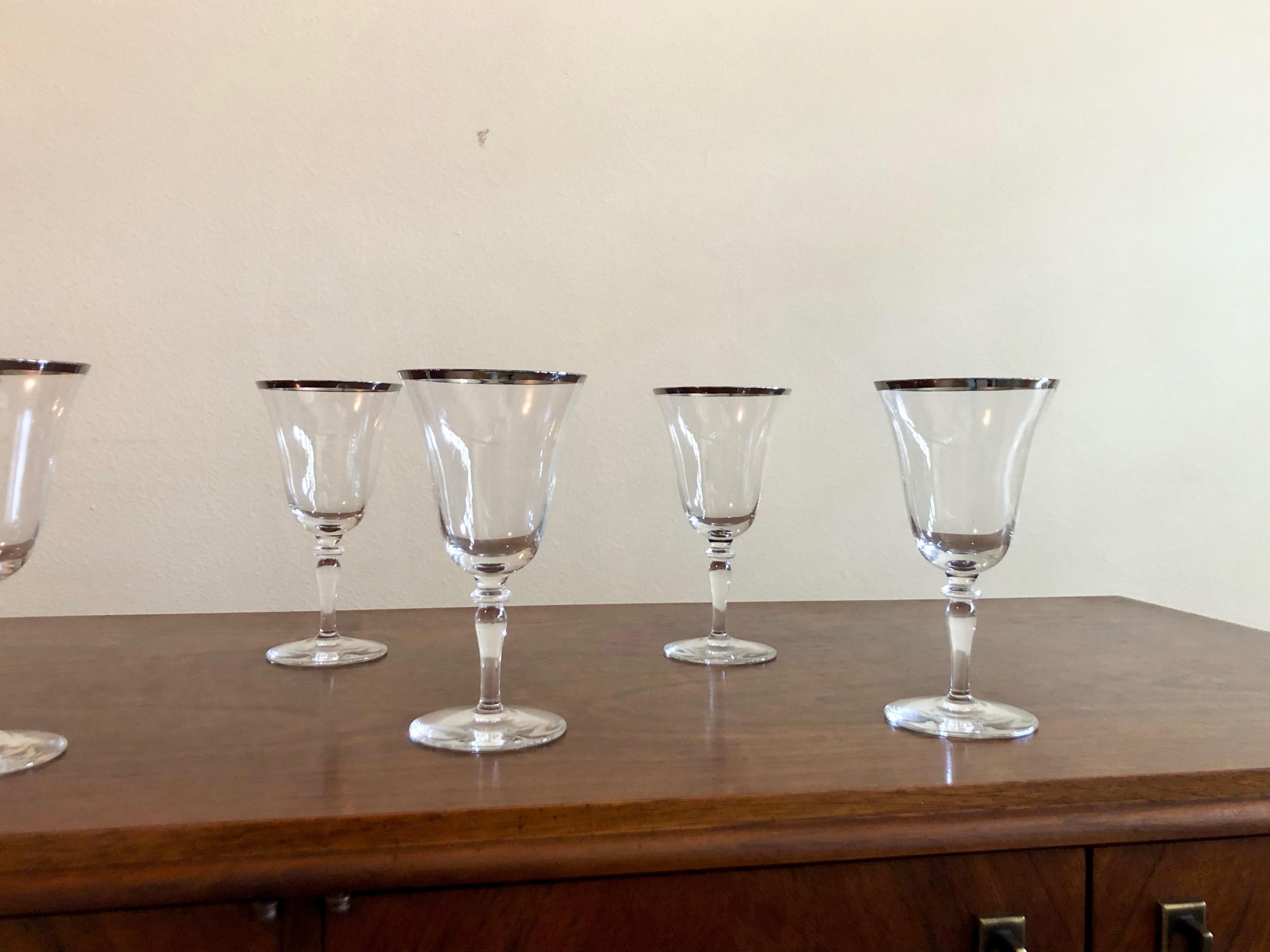 Silver Rimmed Wine Glasses, Set of 10 7