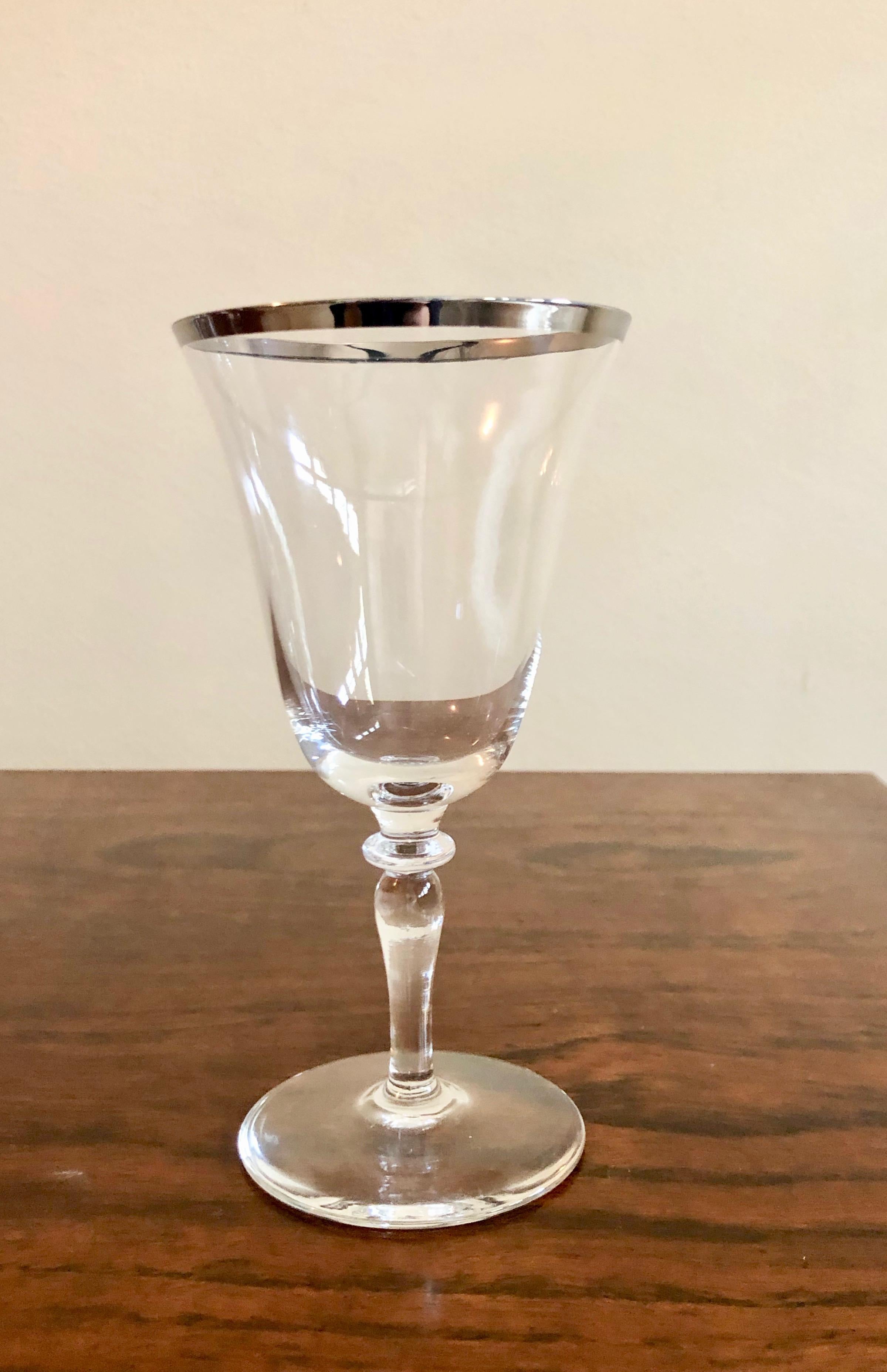 Silver Rimmed Wine Glasses, Set of 10 9