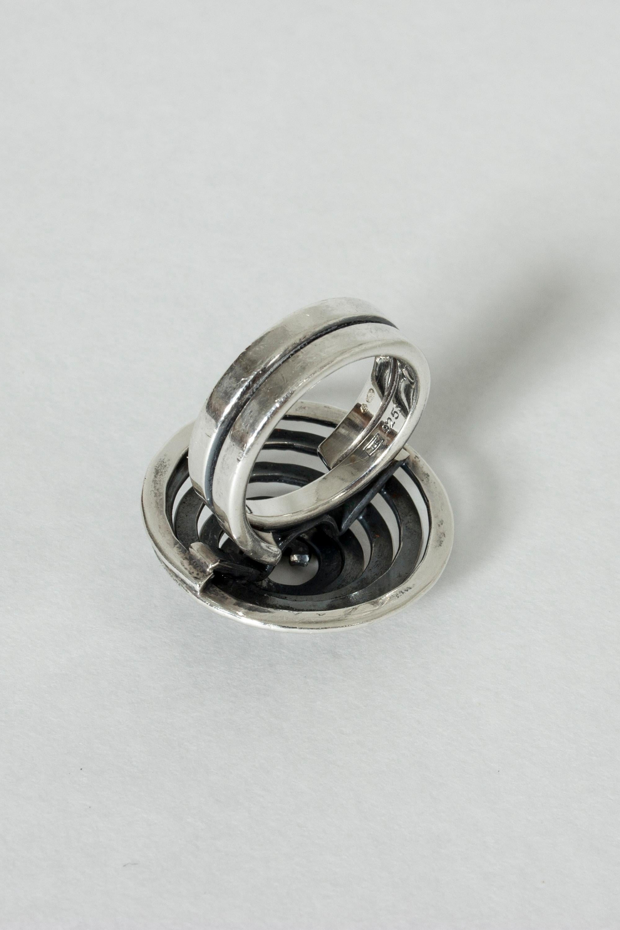Modernist Silver Ring by Elis Kauppi for Kupittaan Kulta, Finland, 1960s For Sale