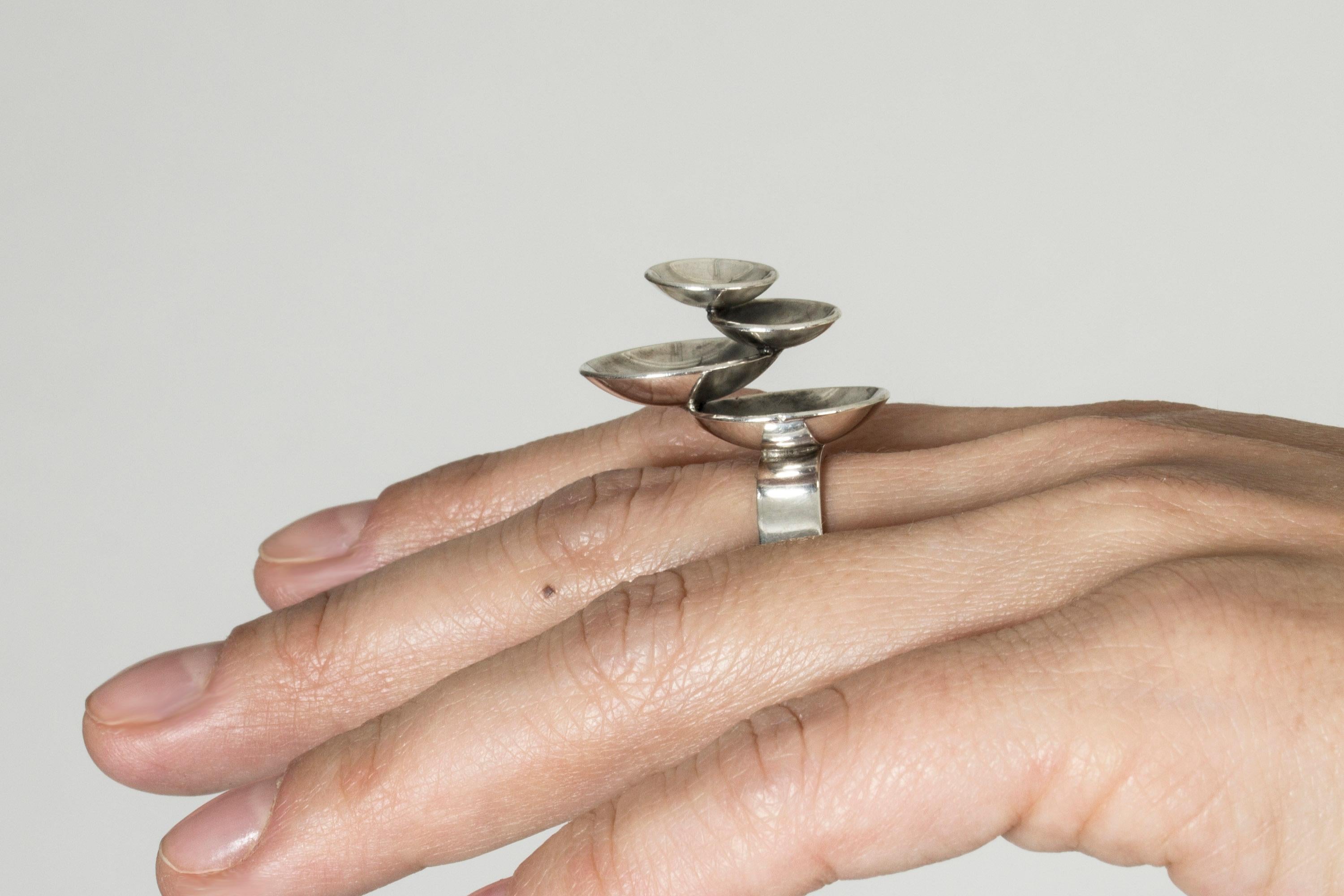 Modernist Silver Ring by Elis Kauppi for Kupittaan Kulta, Finland, 1970