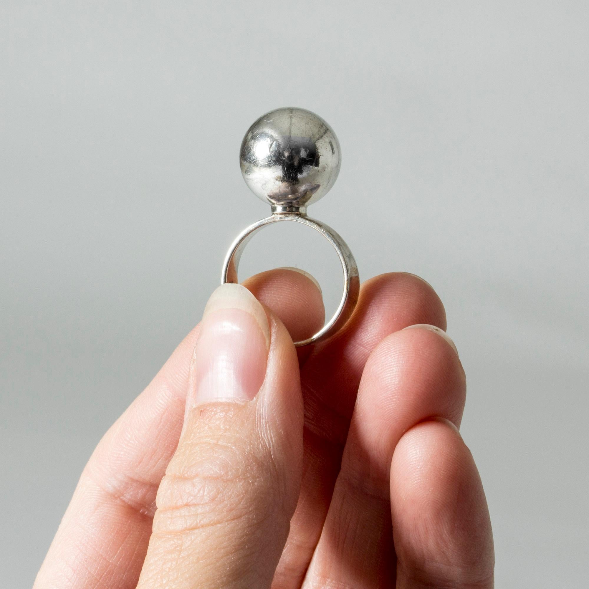 Modernist Silver Ring by Isaac Cohen, Sweden, 1966