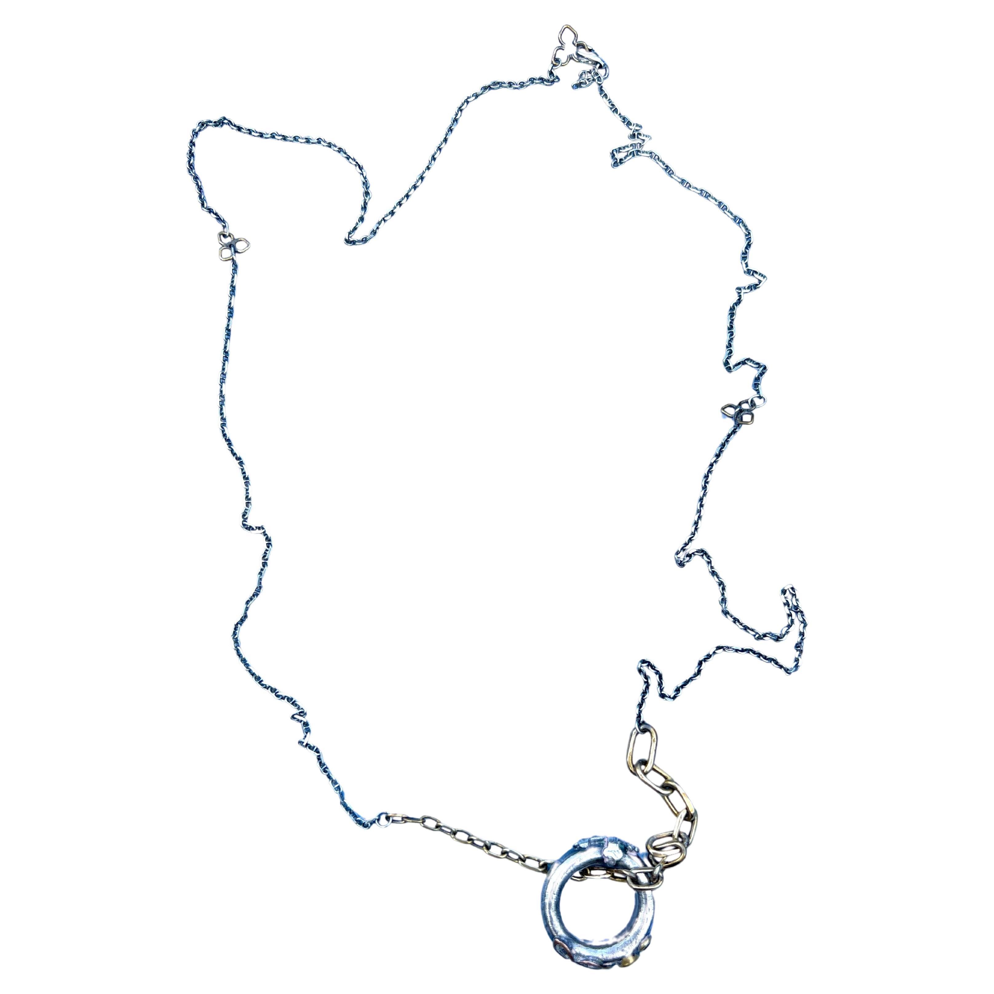 Contemporaneo Anello d'argento Collana a catena Anello Croce Trifoglio Bronzo in vendita