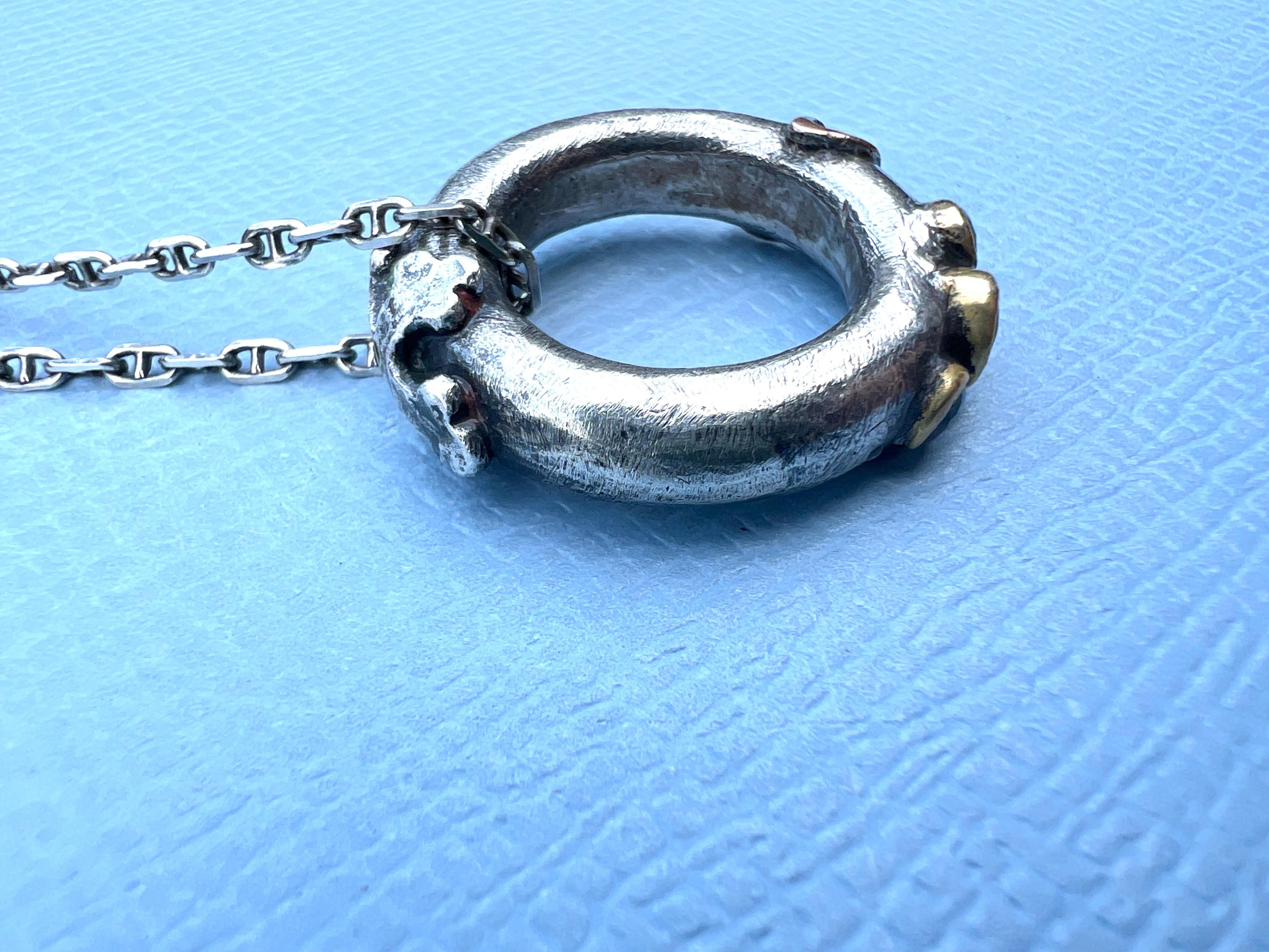Anello d'argento Collana a catena Anello Croce Trifoglio Bronzo In condizioni Nuovo in vendita a Los Angeles, CA
