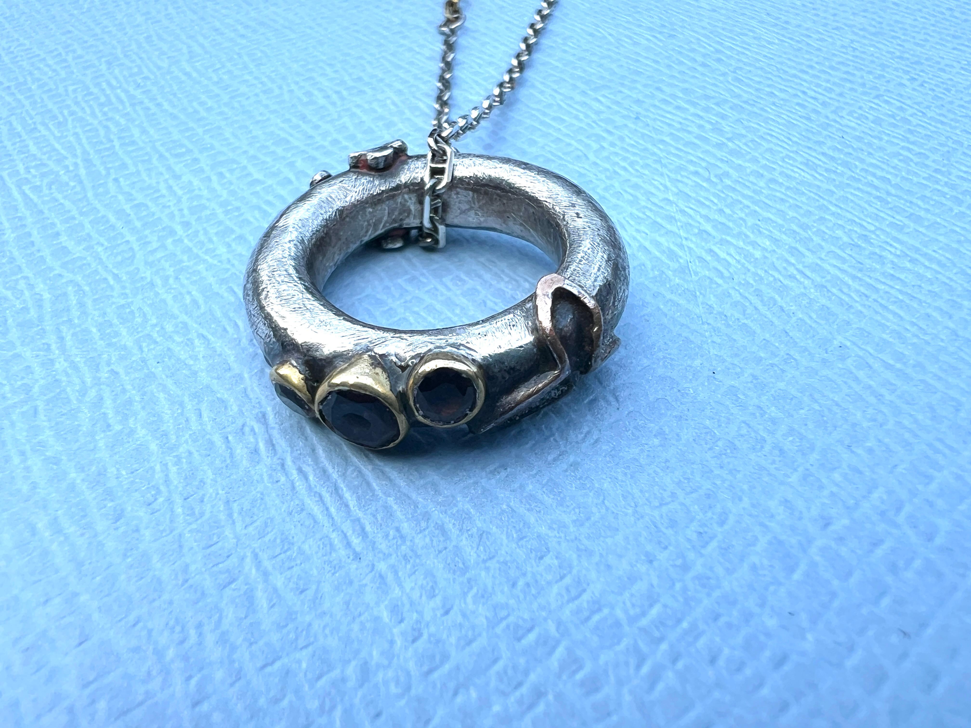 Anello d'argento Collana a catena Anello Croce Trifoglio Bronzo in vendita 1