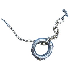 Silver Ring Chain Necklace Ring Cross Clover Quartz Bronze