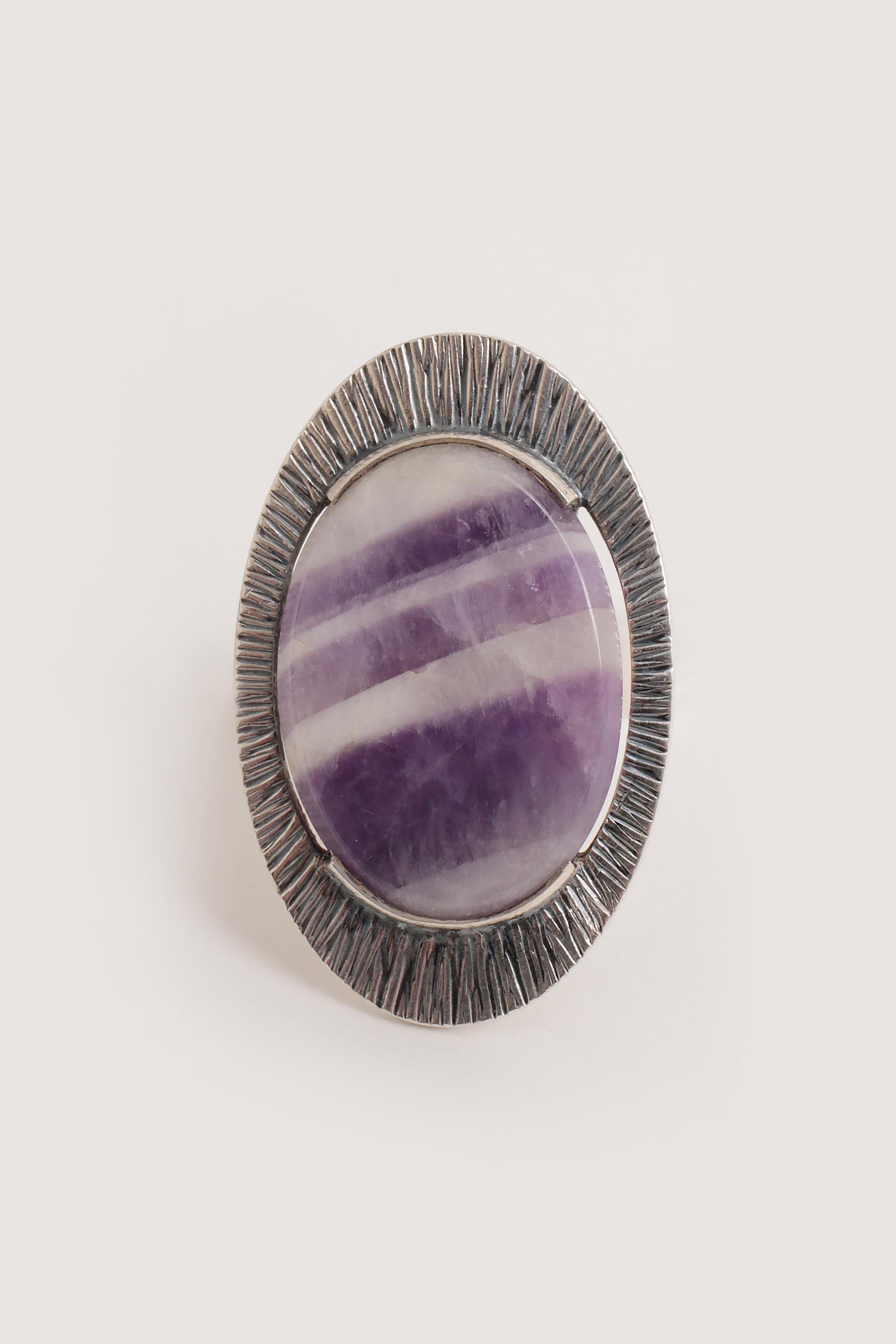 Late 20th Century Silver ring Design by Elis Kauppi Kupittaan Kulta with Amethyst, 1970 For Sale