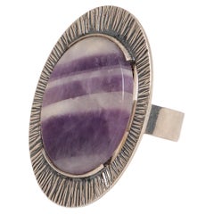 Retro Silver ring Design by Elis Kauppi Kupittaan Kulta with Amethyst, 1970