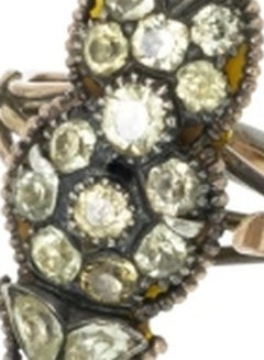 Silver ring; Gold and chrysolites - 19th century