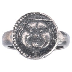 Silver Ring set with Ancient Gorgon Head’s coin circa 350-300 BC
