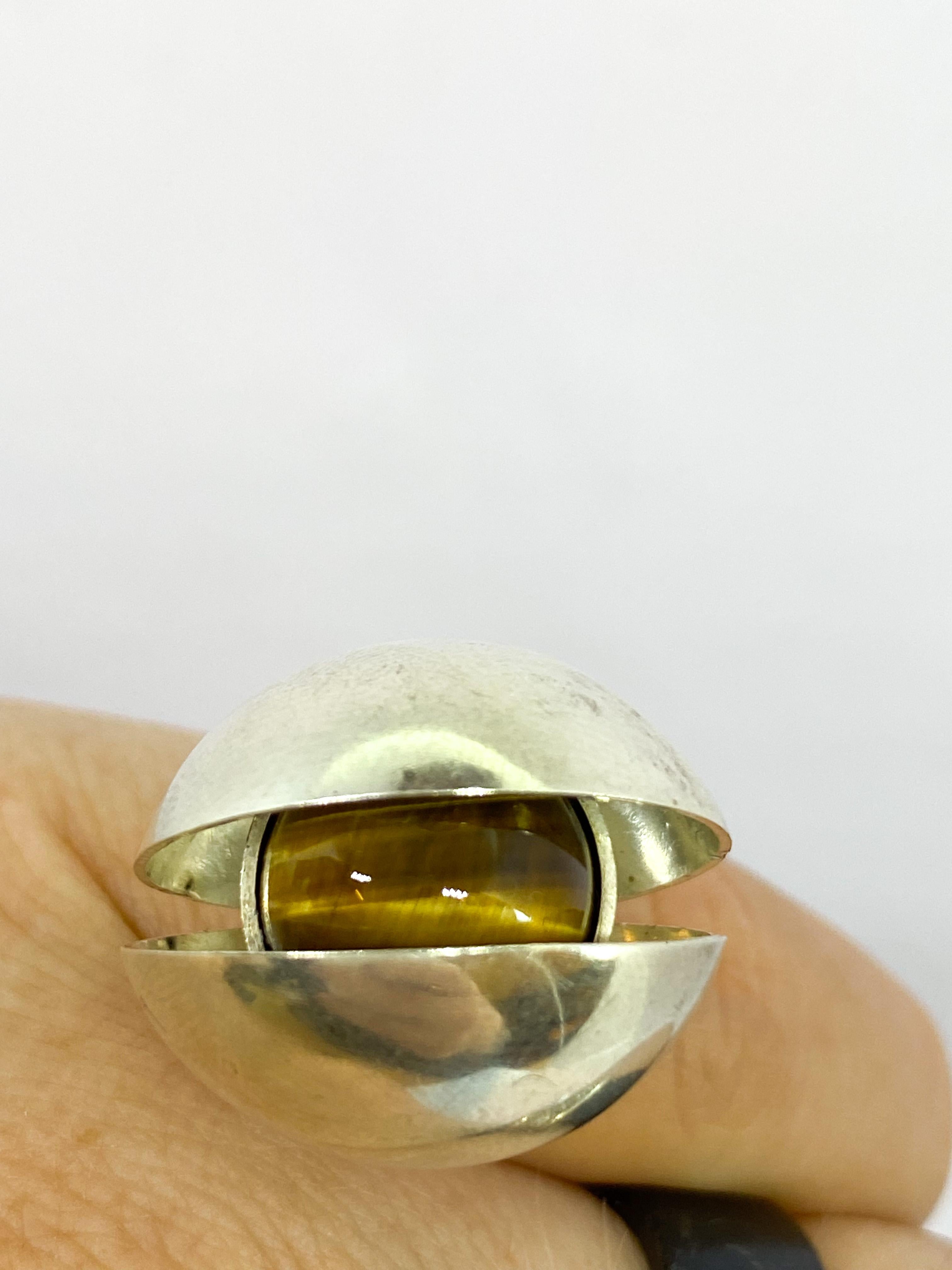 silver ring with tiger eye stone
