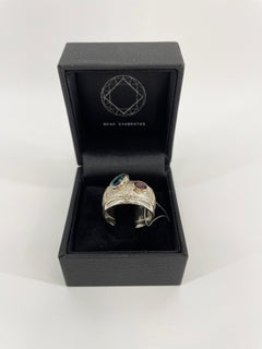 Silver Ring with 14 Karat Gold, Diamond and Topaz