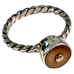 Silver Ring with Antique Boot Button Cabochon Silver Ring with Antique Boot Button Cabochon