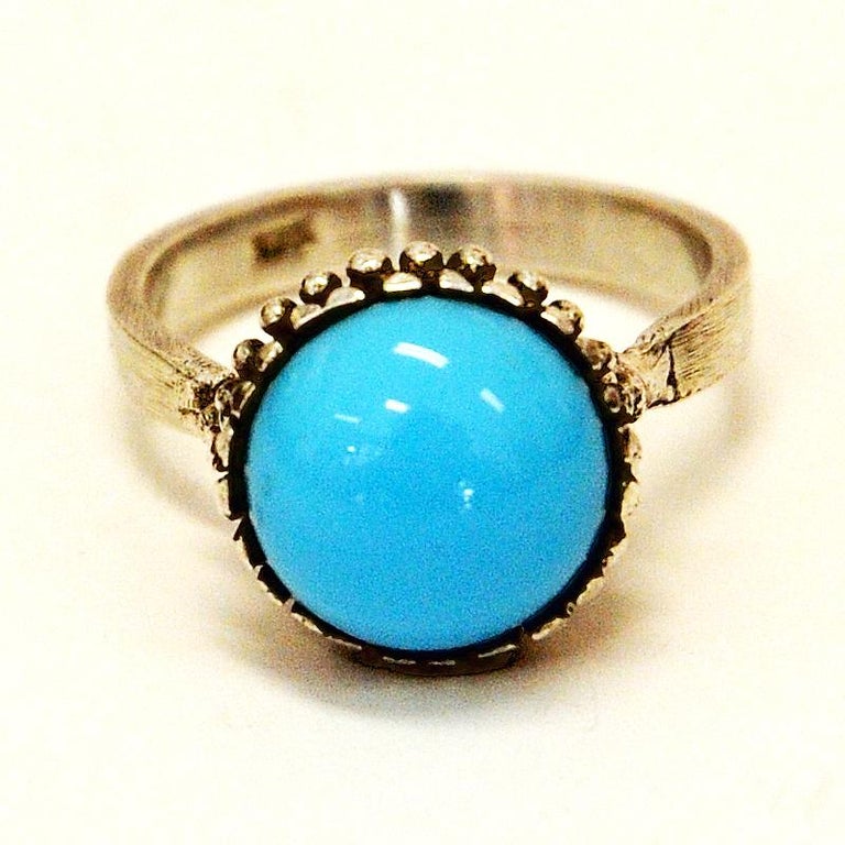 Silver Ring with Light Blue Stone 1950s, Scandinavia For Sale at ...