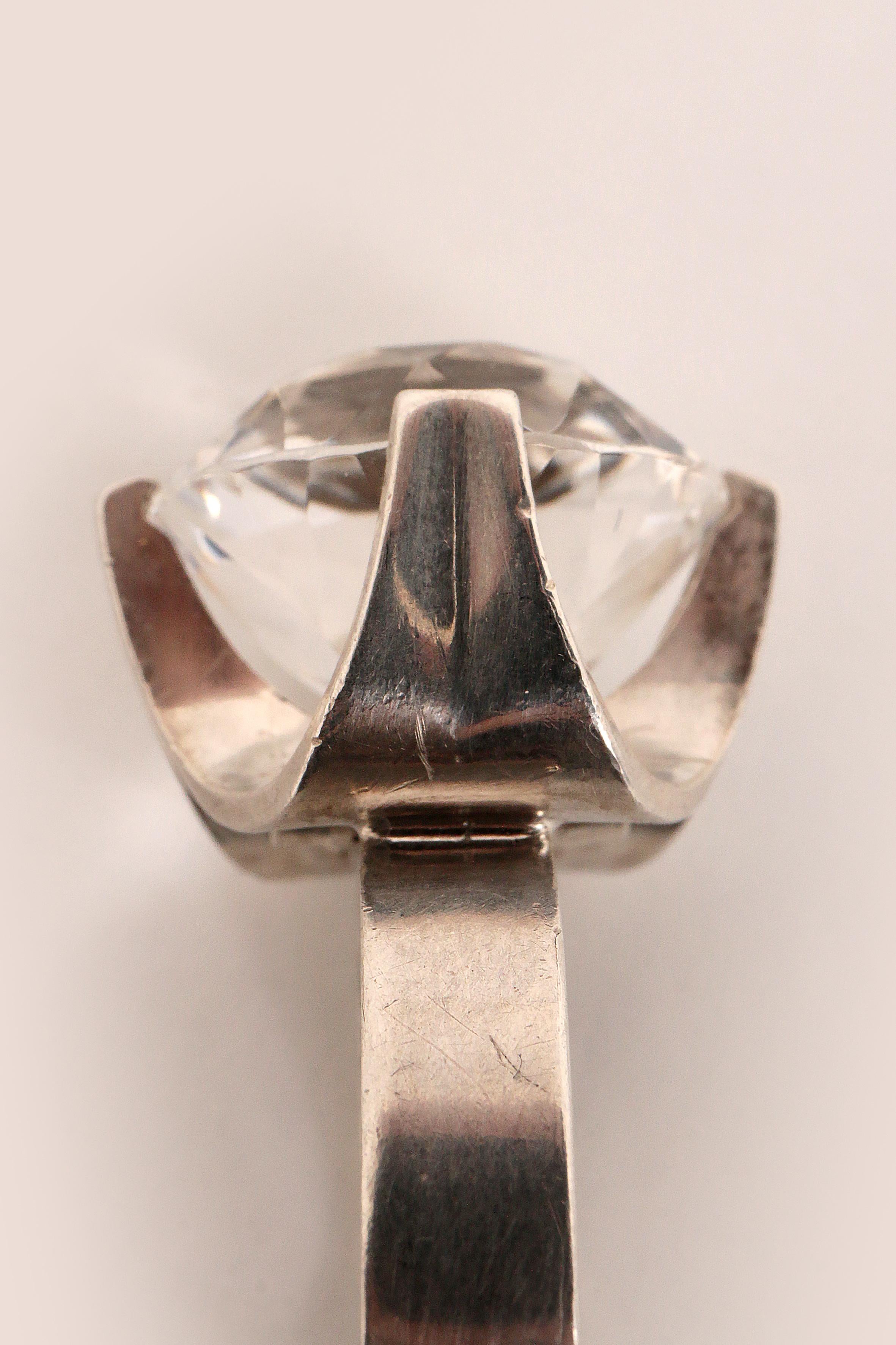 Silver ring with rock crystal design Ellis Kauppi, Finland 1975 For Sale 5