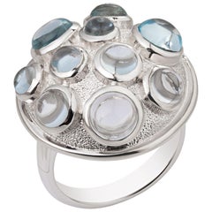 Silver Ring with Ten Topaz Gemstones Modern and Stylish