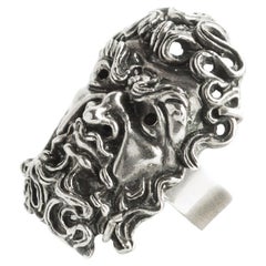 Antique Silver Ring with the Face of Zeus from Early 1900s
