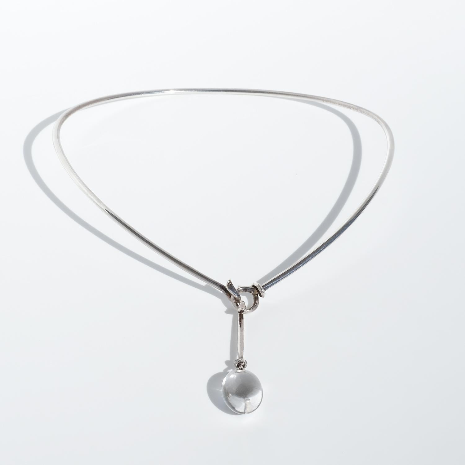 da uomo o donna Anello da collo in argento, cristallo di rocca e diamanti di Vivianna Torun Bülow-Hübe in vendita