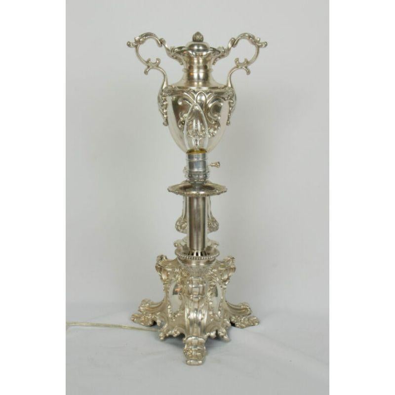Silver Rococo Argand Lamp For Sale 2